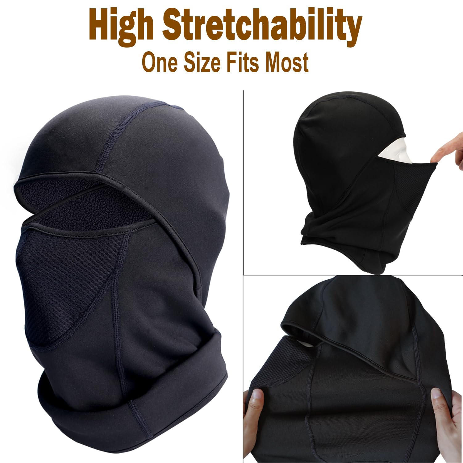 QXQIANXIYE Balaclava Ski Mask Thermal Elastic Breathable Winter Face Mask for Cold Weather Perfect for Skiing Snowboarding Motorcycling Ice Fishing Men Black