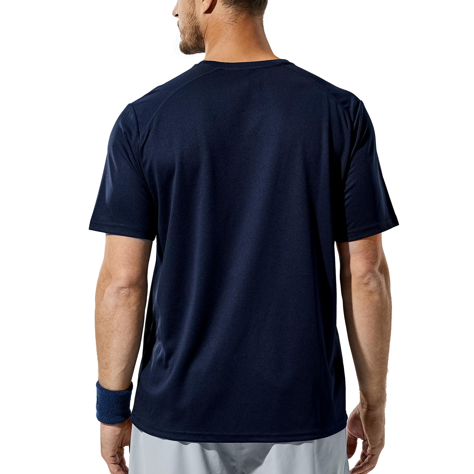 Haimont Men's Shirts Short Sleeve Dry Fit Moisture Wicking Workout Gym Tees, Mesh Performance T-Shirts, Navy, XXL