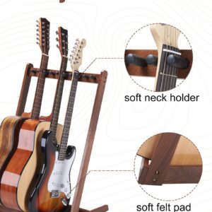 Musbeat Guitar Stand for Multiple Guitars, Hardwood Multi Guitar Stand (3 Acoustic Guitar, 5 Electric or Bass), 5 Guitar Stand Rack for Men, Wooden Floor Guitar Rack Stand Display for Studio, Home