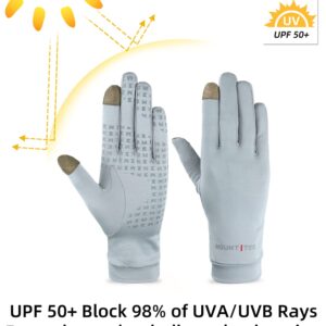 MOUNT TEC Unisex UV Protective Gloves UPF 50+ Cool Breathable Finger Tip Touch Screen Sunblock Glove for Sailing Golfing Boating Fishing Hiking Adventuring Outdoors (Grey, L)