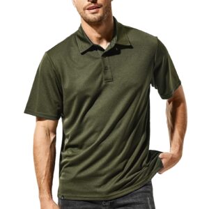 haimont polo shirts for men short sleeve lightweight golf business casual polo shirts, moisture wicking, quick dry, army green, l