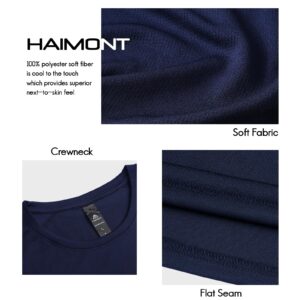 Haimont Men's Shirts Short Sleeve Dry Fit Moisture Wicking Workout Gym Tees, Mesh Performance T-Shirts, Navy, XXL