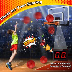 SUPER JOY Mini Indoor Basketball Hoop Over The Door Basketball Hoop with Audio Scoreboard and Batteries | Door Room Basketball Hoop Office Basketball Hoop Bedroom Basketball Hoop for Kids & Adults