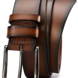 YOETEY Full Grain Leather Belts for Men - Black Belt Men 1.5" Width for Jeans - Thick & Durable with Extra Loop