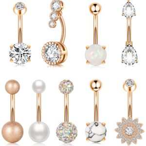 Tomovely 14G Belly Button Ring Cute Belly Button Rings Surgical Stainless Steel Belly Rings for Women Navel Rings Piercing Jewelry Belly Button Piercing Jewelry Rose gold