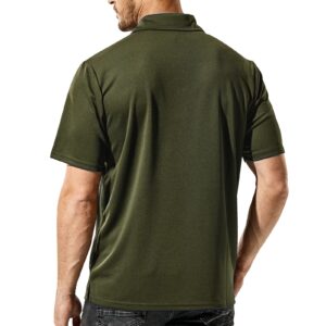 Haimont Polo Shirts for Men Short Sleeve Lightweight Golf Business Casual Polo Shirts, Moisture Wicking, Quick Dry, Army Green, L