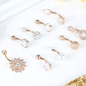 Tomovely 14G Belly Button Ring Cute Belly Button Rings Surgical Stainless Steel Belly Rings for Women Navel Rings Piercing Jewelry Belly Button Piercing Jewelry Rose gold