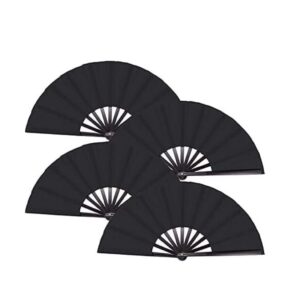 folding hand fan folding fan handheld folded fan 4 packs chinese tai chi folding fan, men and women, performance, dance, decoration fan foldable fan hand held fans (color : b, size : 63.5 cm*34 cm)