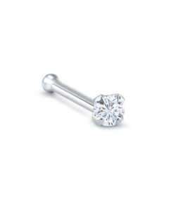 14k white gold nose bone 7mm post 3mm round cz 18g