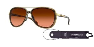 oakley split time oo4129 412918 58mm brown tortoise/prizm brown gradient aviator sunglasses for women + bundle accessory leash + bundle with designer iwear eyewear kit