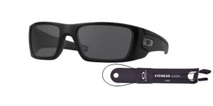 oakley fuel cell oo9096 909629 60mm si matte black/grey rectangular sunglasses for men + bundle accessory leash + bundle with designer iwear eyewear kit