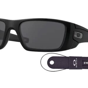 Oakley Fuel Cell OO9096 909629 60MM SI Matte Black/Grey Rectangular Sunglasses for Men + BUNDLE Accessory Leash + BUNDLE with Designer iWear Eyewear Kit