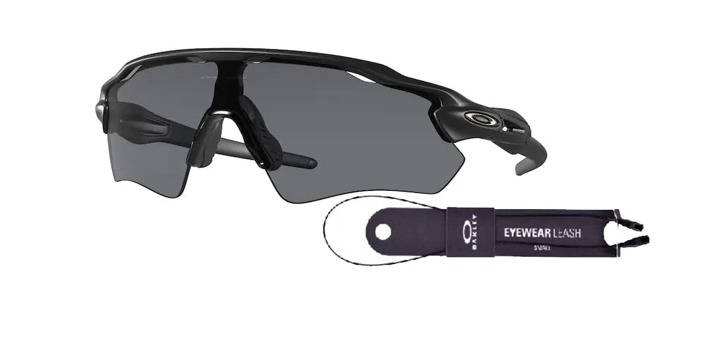 Oakley Radar Ev Path OO9208 920812 38MM Matte Black/Grey Square Sunglasses for Men + BUNDLE Accessory Leash + BUNDLE with Designer iWear Eyewear Kit