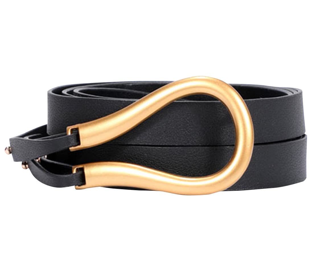 Block Garden Women PU Leather Waist Belt Double Strap Tie Wrap Cinch Belt, 01 Black