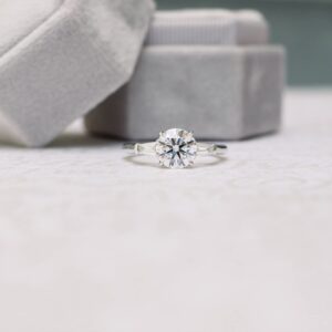 2.25Ct Baguette Moissanite Trilogy Engagement Ring For Women 14k White Gold Diamond Wedding Promise Ring, Size 4