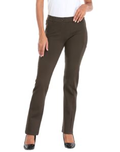 hde yoga dress pants for women straight leg pull on pants with 8 pockets brown - m