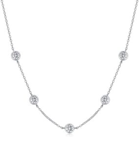 5ct tennis moissanite necklace chain for women, 5 stones 925 sterling silver d color ideal cut diamond necklace for women with certificate of authenticity (5ct, classic 5 stones)