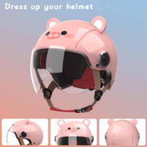 Fox Ears for Ski Helmet 2 Pcs Cartoon Bear Kids Bicycle Helmet Accessories Cute Women Animal Skiing Helmet Decor for Adults Pink