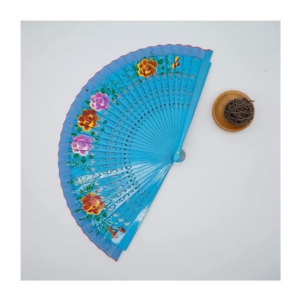 Folding Hand Fan Folding Fan Handheld Folded Fan Classical Colorful Folding Fan European-Style Spanish Wood Dance Fan Hand-Painted Fan Cheongsam Matching Fan Foldable Fan Hand Held Fans