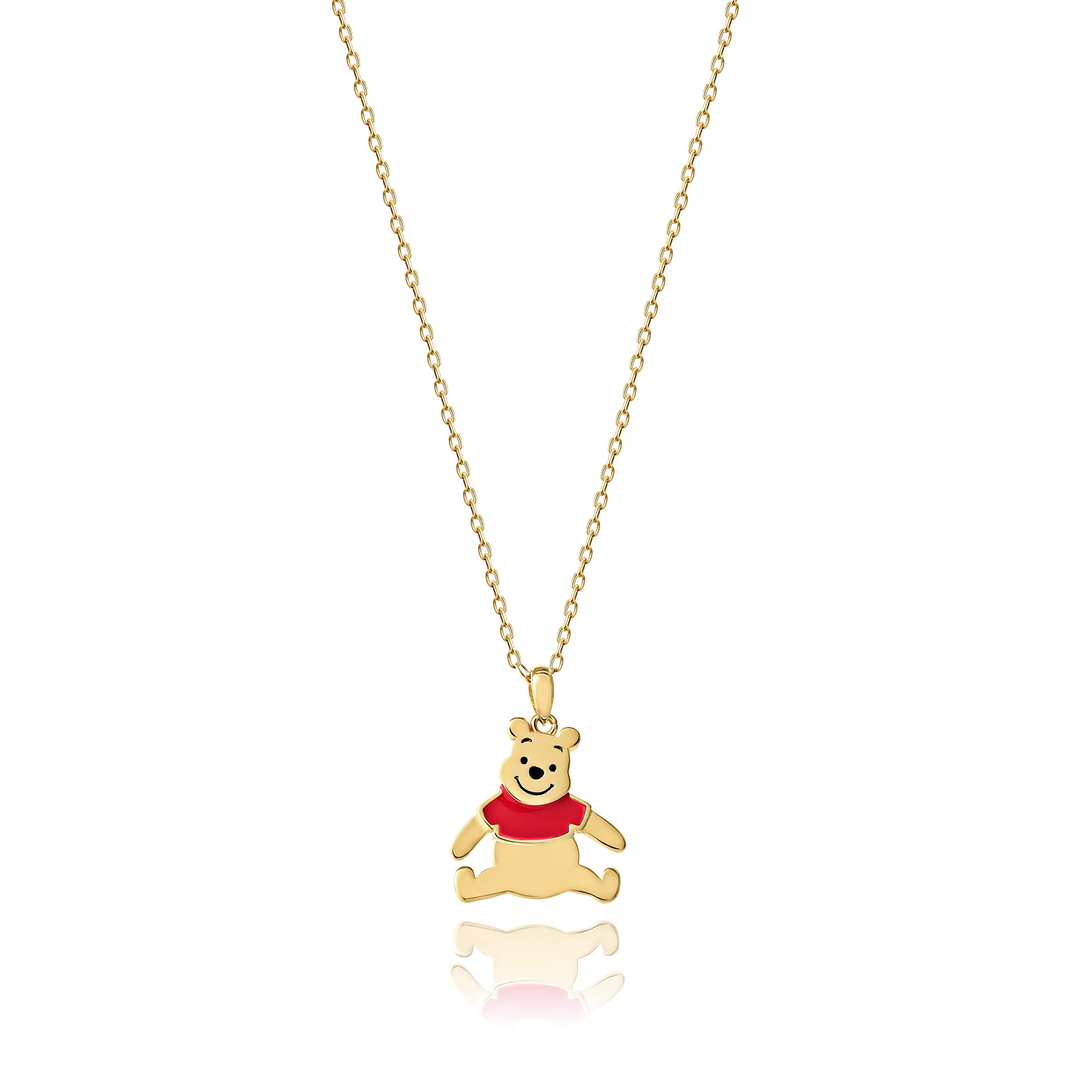 Disney Winnie the Pooh Necklace - Yellow Gold Flash Plated Sterling Silver Necklace - 18-inch Chain Necklace with Winnie the Pooh Pendant