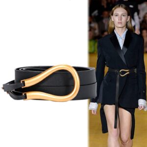 Block Garden Women PU Leather Waist Belt Double Strap Tie Wrap Cinch Belt, 01 Black