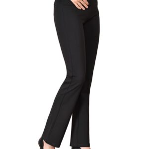 Balleay Art Women's Dress Pants Work Pull On Straight Leg Yoga Business Office Pants Long Casual Workout Slacks Black