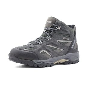 zanco men's waterproof mid-top hiking boots for outdoor trekking camping backpacking grey