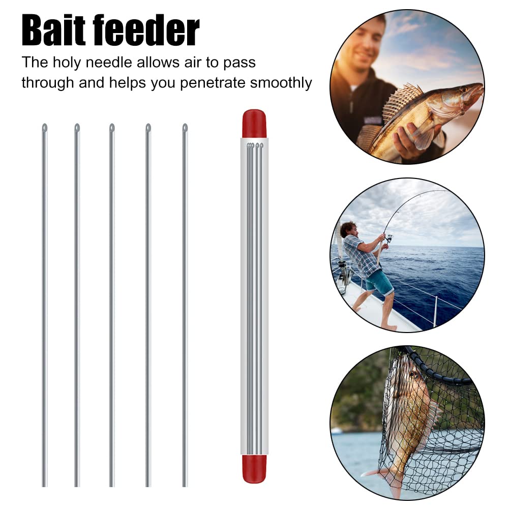 AIZHIYI 5pcs Portable Hollow Earthworm Hooking Needle Stainless Steel Fishing Worm Penetrating Baiting Upper Needle Driller Carp Fishing Tackle Accessories