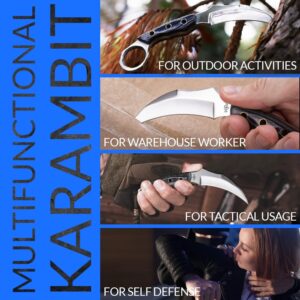 Bundle of 2 Items - Karambit Knife - Karambit Fixed Blade Knife - Karambit Knives - Camping Knives - CSGO Karambits for Men and Women - Best for Hiking Survival Hunting Fishing - Gifts for Men Women