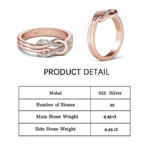 Jeulia Knot Design Band Classic Rings for Women cz Sterling Silver Eternity Rings Wedding Engagement Anniversary Promise Rings Bridal Sets (Rose Gold, 7)