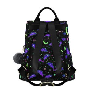 Glaphy Halloween Bats Moon Stars Backpack for Women, Anti Theft Backpack Shoulder Bag, Casual Lightweight Backpack Purse for Women