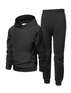 arshiner pullover hoodie and sweatpants suit for boys girls 2 piece outfit fashion sweatshirt set black