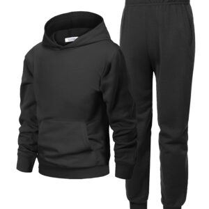 Arshiner Pullover Hoodie and Sweatpants Suit for Boys Girls 2 Piece Outfit Fashion Sweatshirt Set Black