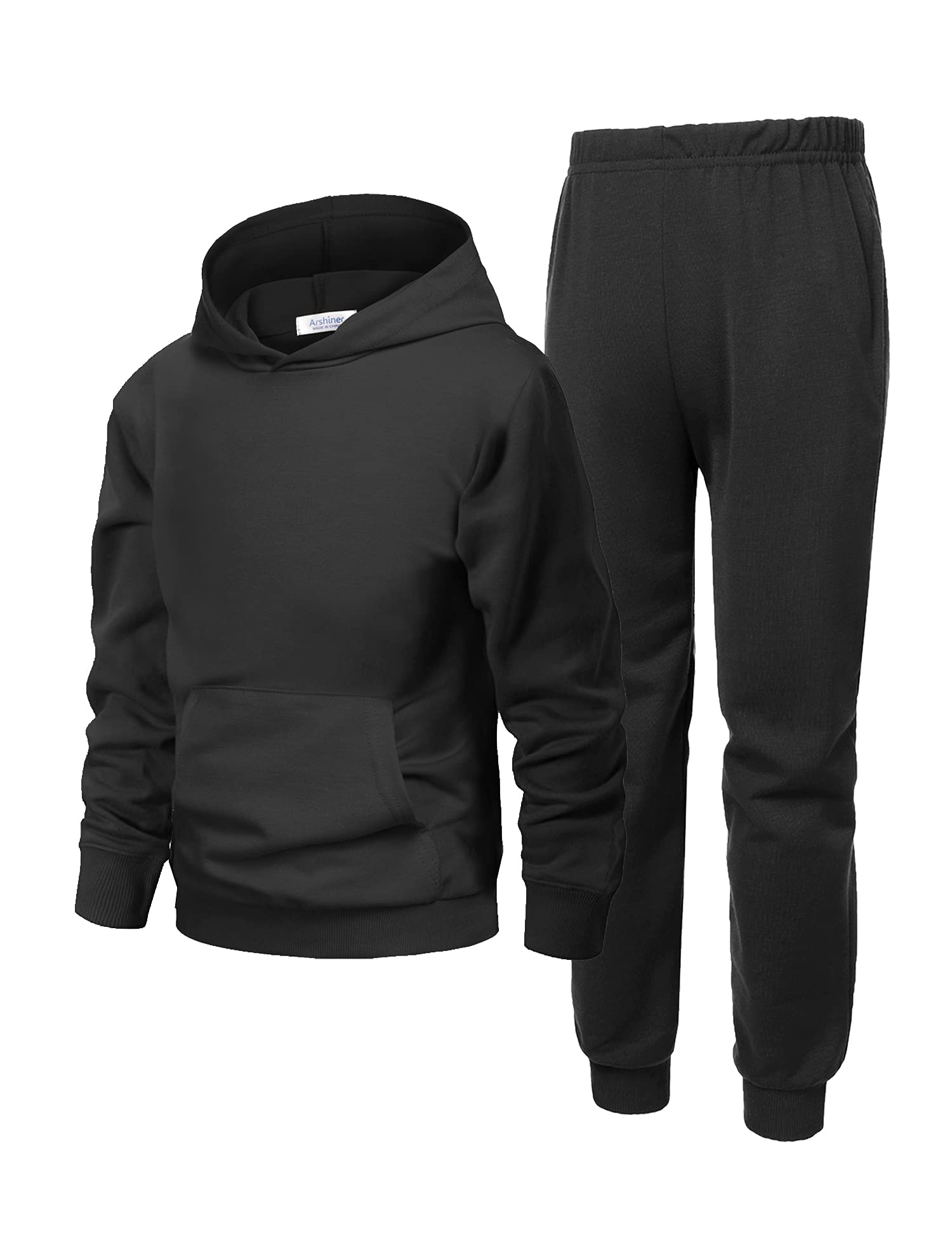 Arshiner Pullover Hoodie and Sweatpants Suit for Boys Girls 2 Piece Outfit Fashion Sweatshirt Set Black