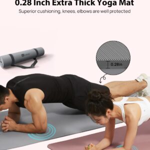 KEEP Non-Slip Large Yoga Mat,Extra Long and Wide Exercise & Fitness Mat( 72"Lx32"Wx7mm Thick) with Free Carrying Strap, Pilates & Home Workout, Classic Grey