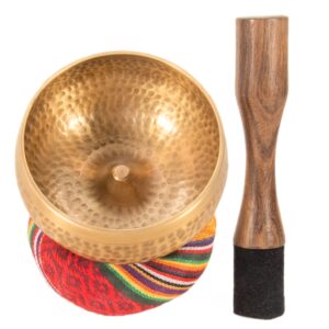 Karma Crafter Tibetan Singing Bowl Set - 4” inch Lingam Sound Bowl Meditation Set - Meditation Bowl with Cushion and Mallet - Cuencos Tibetanos for Sound Bath and Healing