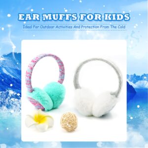 RAOEXI Winter Ear Muffs For Kids Warm Furry Knit Girls Earmuffs Boys Baby Plush Toddler Ear Warmers Outdoor Ear Covers(Blue)