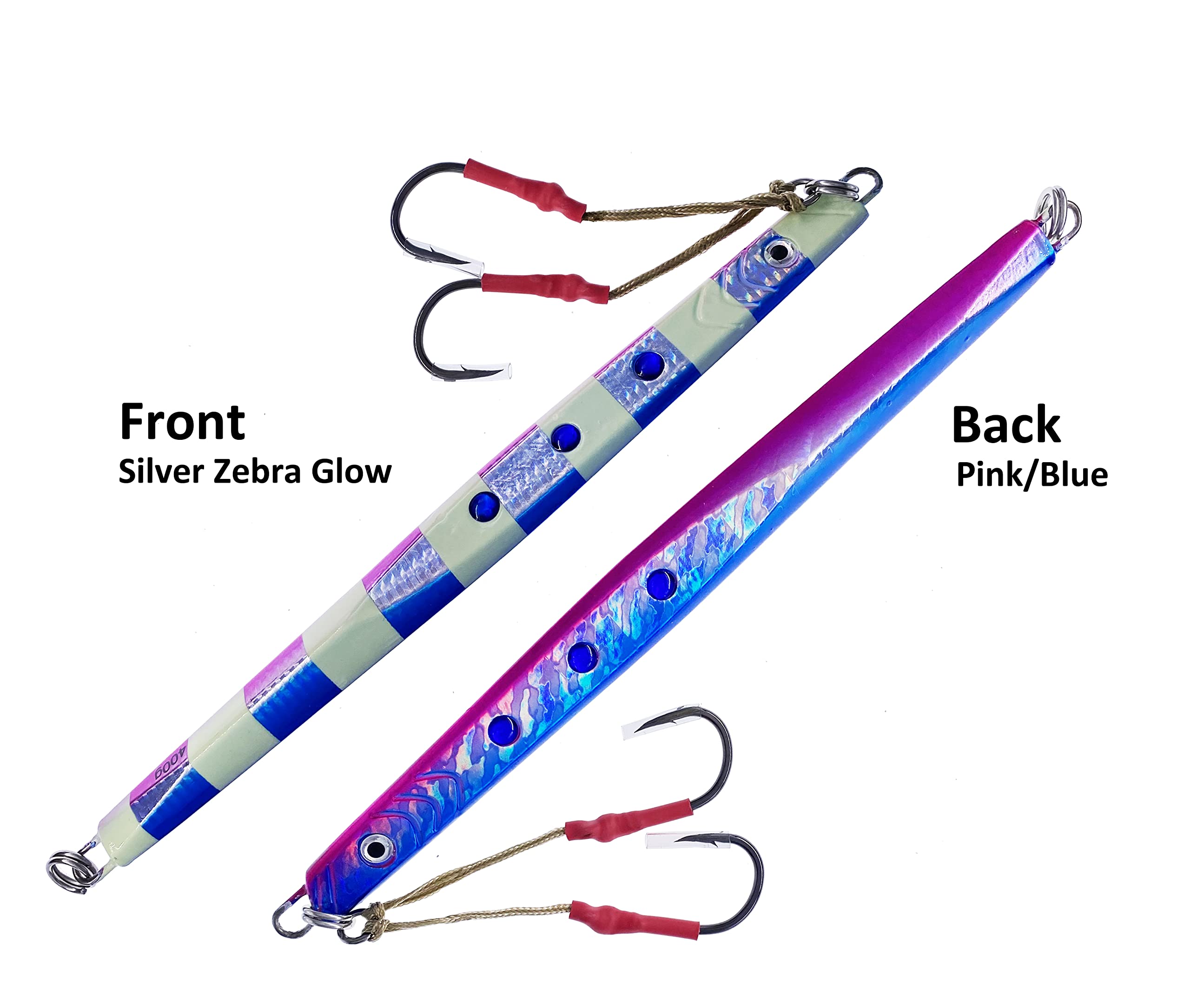 Speed Knife Jigs 300g 10oz Pink/Blue w/Silver Zebra Glow 3 Pieces