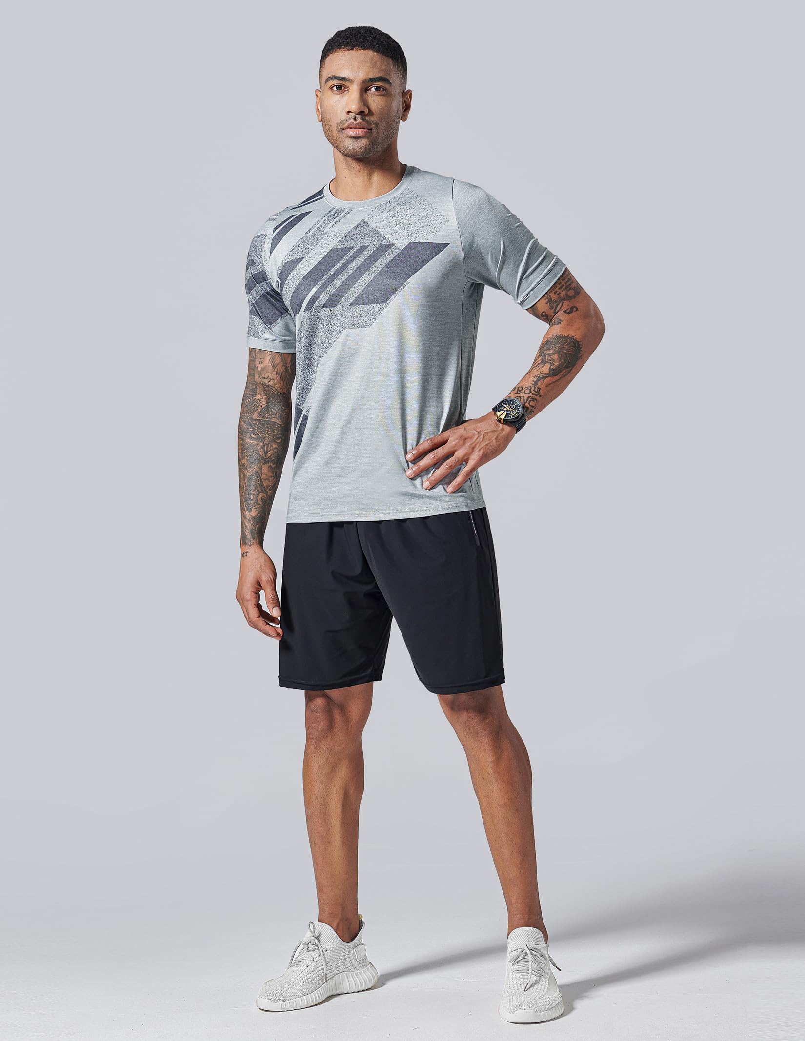 5 Pack Men’s Active Quick Dry Crew Neck T Shirts | Athletic Running Gym Workout Short Sleeve Tee Tops Bulk (Set 3, X-Large)