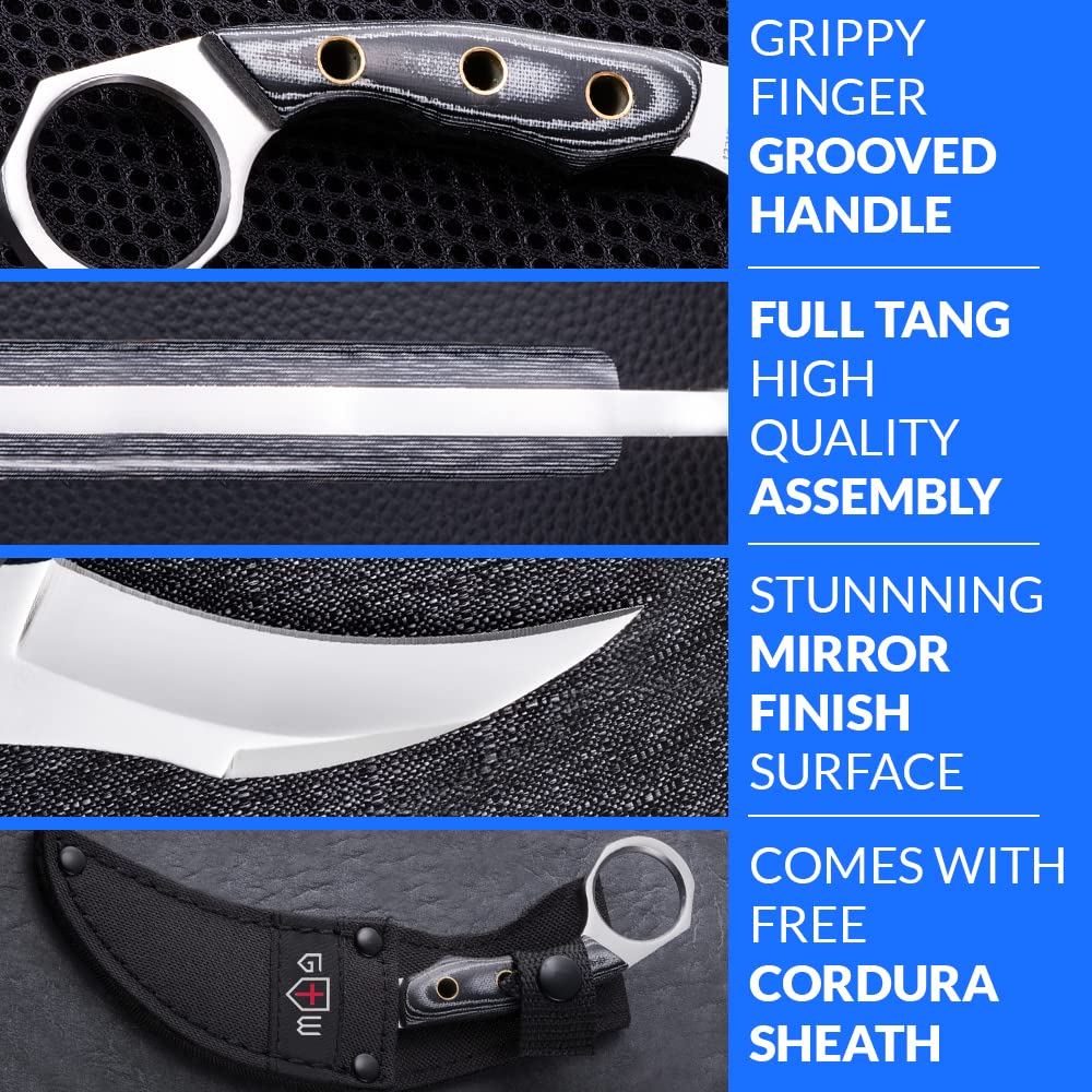 Bundle of 2 Items - Karambit Knife - Karambit Fixed Blade Knife - Karambit Knives - Camping Knives - CSGO Karambits for Men and Women - Best for Hiking Survival Hunting Fishing - Gifts for Men Women