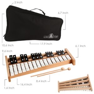 MINIARTIS Glockenspiel Xylophone | Full Size Glockenspiel Xylophone 27 Note Metal Keys for Adults & Kids | Percussion Instrument Includes 2 Wooden Beaters and Carry Case