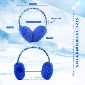 RAOEXI Winter Ear Muffs For Kids Warm Furry Knit Girls Earmuffs Boys Baby Plush Toddler Ear Warmers Outdoor Ear Covers(Blue)