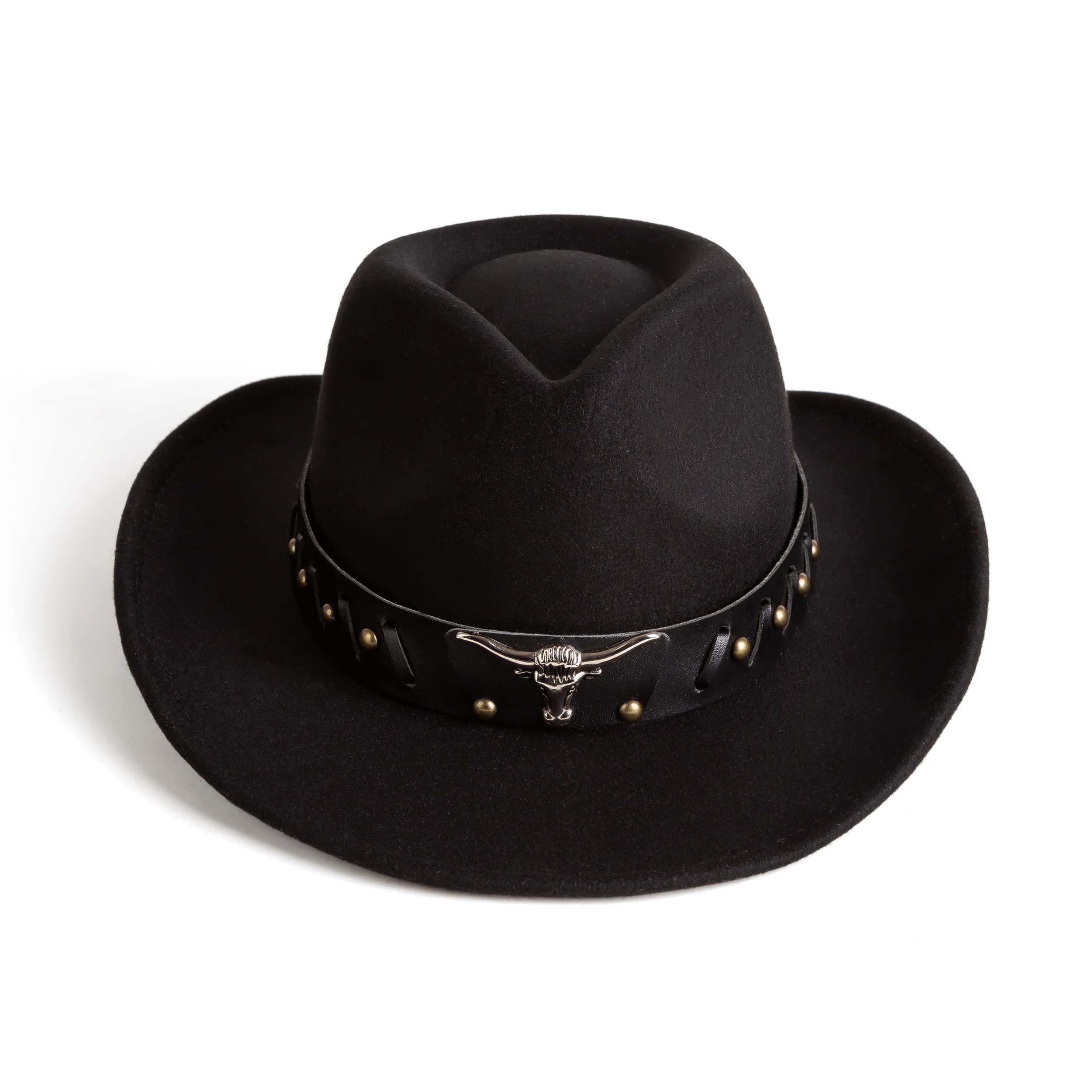 Zokunari Womens Western Cowboy Cowgirl Hats with Belt Buckle Black