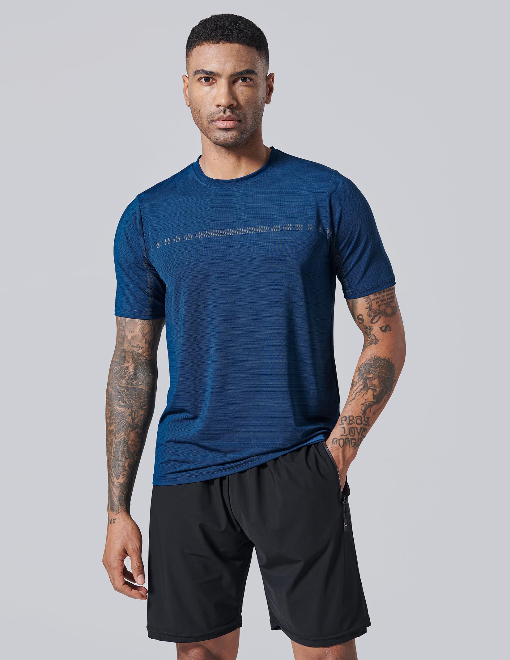 5 Pack Men’s Active Quick Dry Crew Neck T Shirts | Athletic Running Gym Workout Short Sleeve Tee Tops Bulk (Set 3, X-Large)