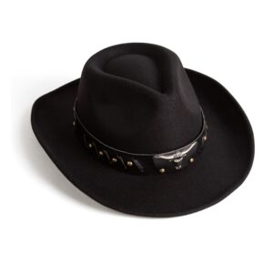 Zokunari Womens Western Cowboy Cowgirl Hats with Belt Buckle Black