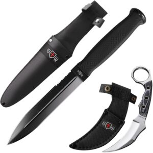 tactical knife with sheath & micarta handle - small fixed blade knife - pocket knife - military style - tactical knife - good for camping hunting survival activities