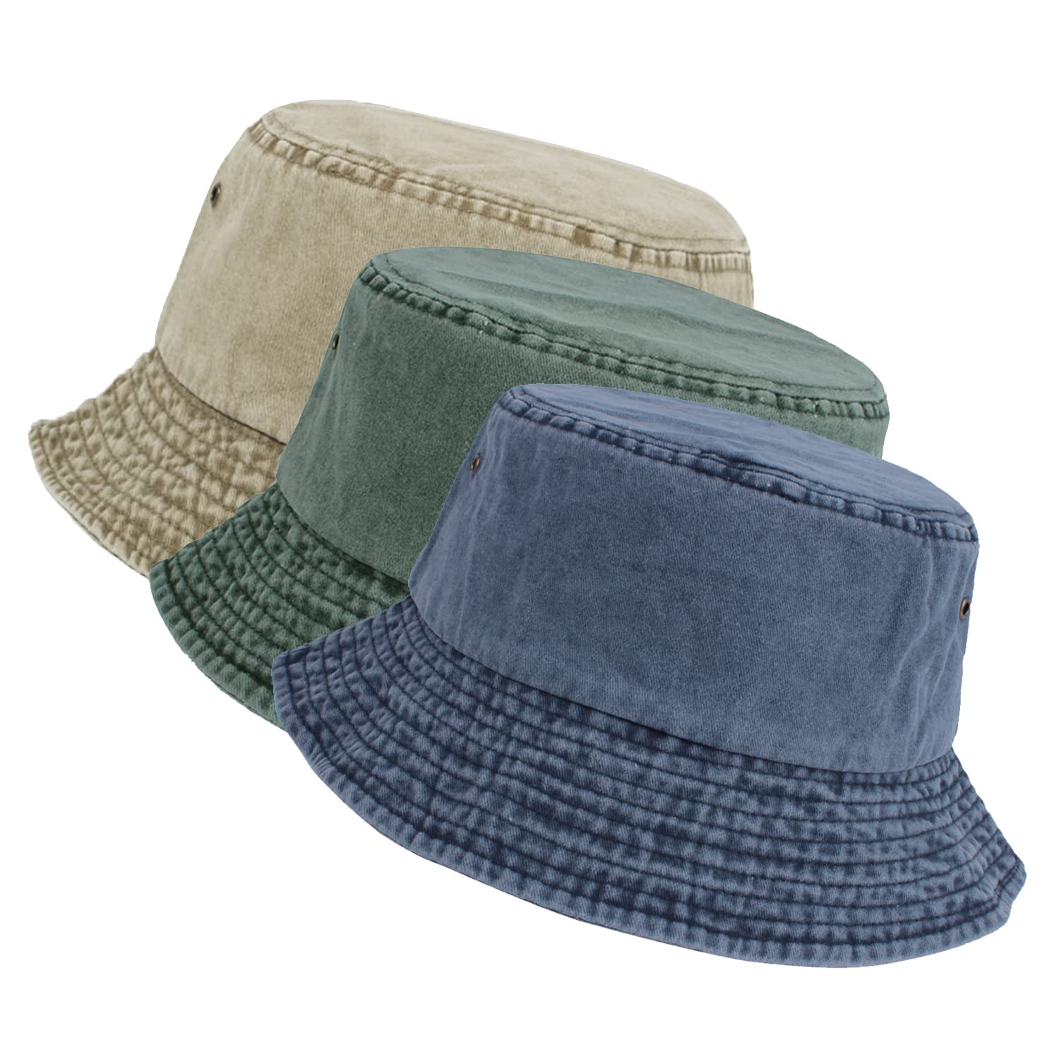 kozinu Washed Cotton Bucket Hats Packable Summer Outdoor Cap Travel Beach Sun Hat Plain Colors for Men Women