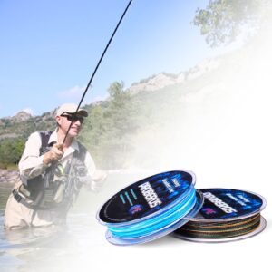 JENPECH 100m Braided Fishing Line, 4 Trands Tear Resistance PE Braided Fishing Tackle for Angling Camouflage Green 1.0