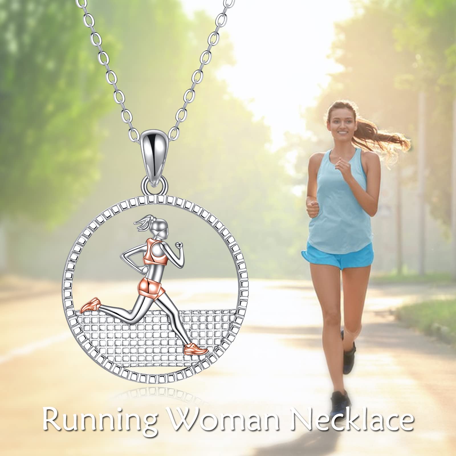 CRMAD Running Necklace for Women Sterling Silver Runner Pendant Marathon Outdoor Sport Gift