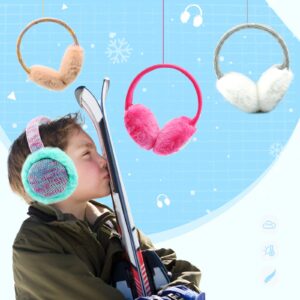 RAOEXI Winter Ear Muffs For Kids Warm Furry Knit Girls Earmuffs Boys Baby Plush Toddler Ear Warmers Outdoor Ear Covers(Blue)